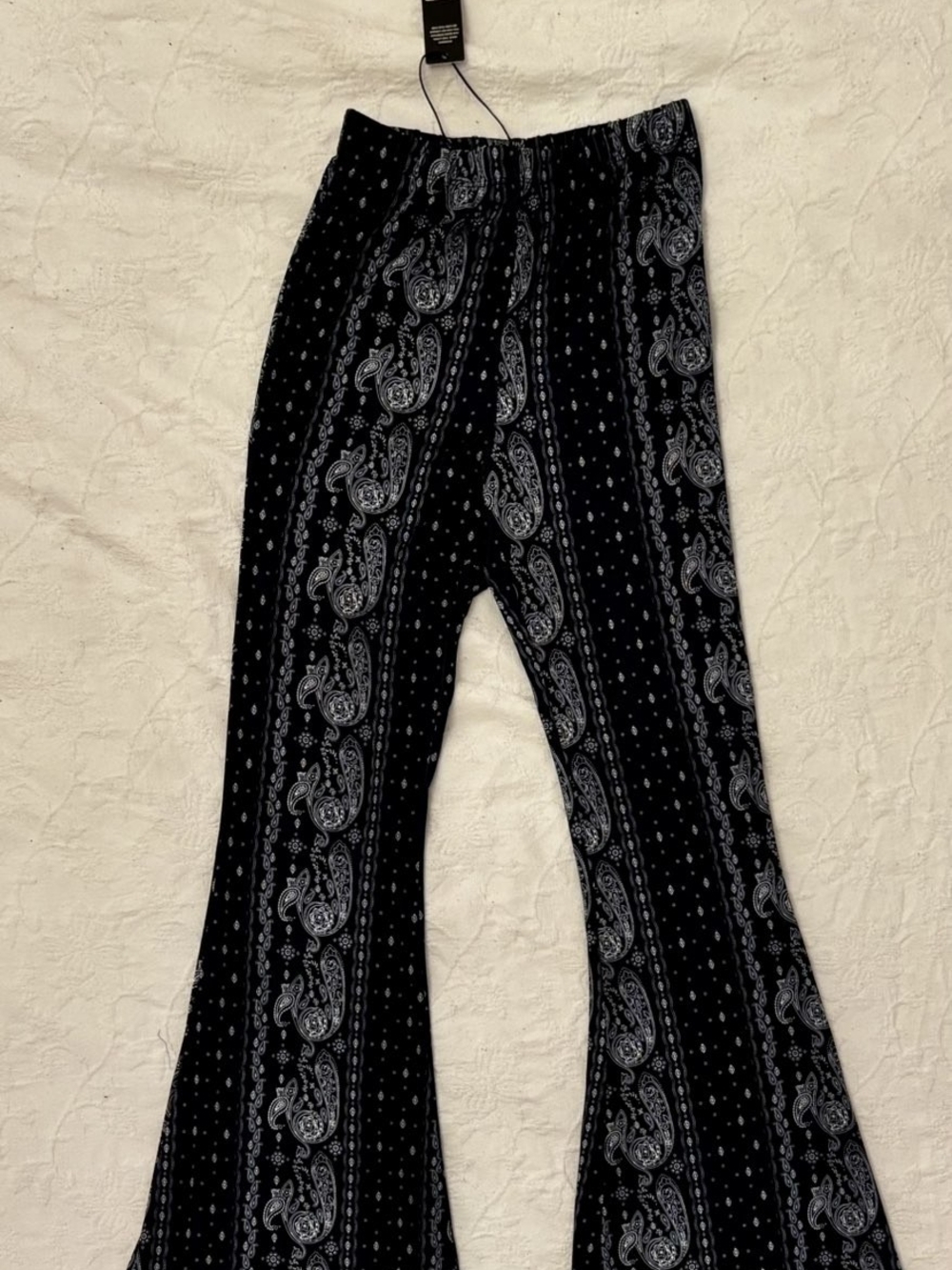 Fashion Nova Black Paisley Flare Pants